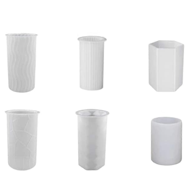 6 stk. silikone lysforme sæt til lysfremstilling boble søjle lysform, 3D sekskantet cylinder lysform