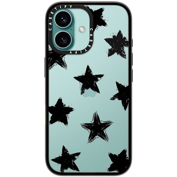 Kompakt iPhone 16 Pro Max Deksel [Lettvekt / 1,2 m 2X Militær Grad Fallbeskyttelse/Slank] - Kirsebær - Klar Svart Star Marks iPhone 16