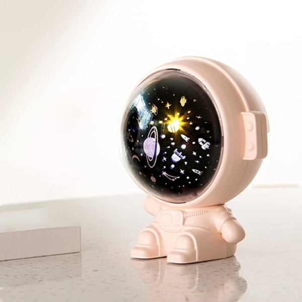 Astronaut Buddy Galaxy Star Projektor Spaceman Room Estetisk takdekor Stjärnklar nattlampa Lampgåvor med vaggvisa i sovrummet (rosa)