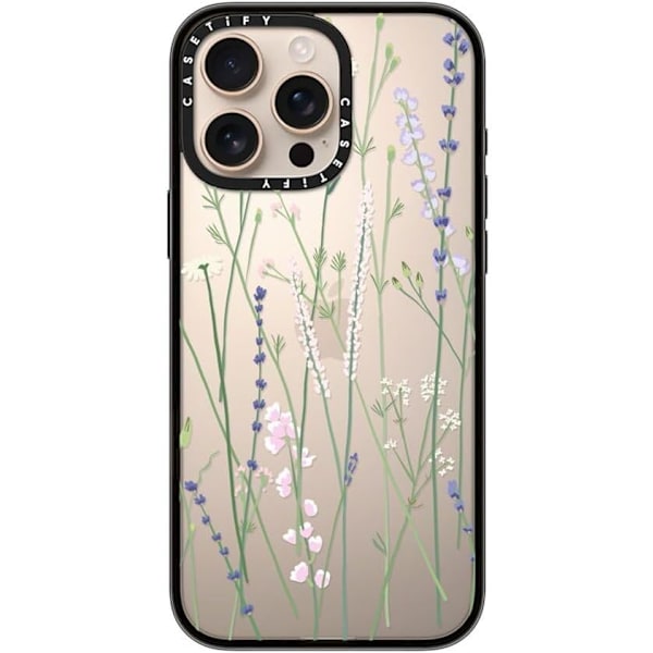 Kompakt iPhone 16 Pro Max Deksel [Lettvekt / 1,2 m 2X Militær Grad Fallbeskyttelse/Slank] - Kirsebær - Klar Svart Gigi Garden Florals iPhone 16 Pro Max