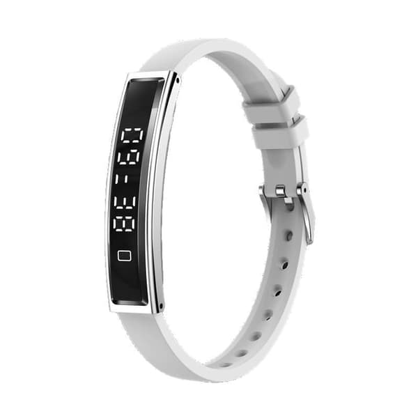 Smart bracelet with pedometer, multiple sport modes, lightweight smartwatch for iPhone & Android Silver Silver Magnetic strip + silicone strip