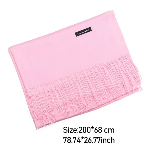 Cashmere Sjal Uld Shawl Ensfarvet Faux Cashmere Varmt Sjal Marineblå Tassel Sjal Til Kvinder Til Kvinder Pink 70*200cm