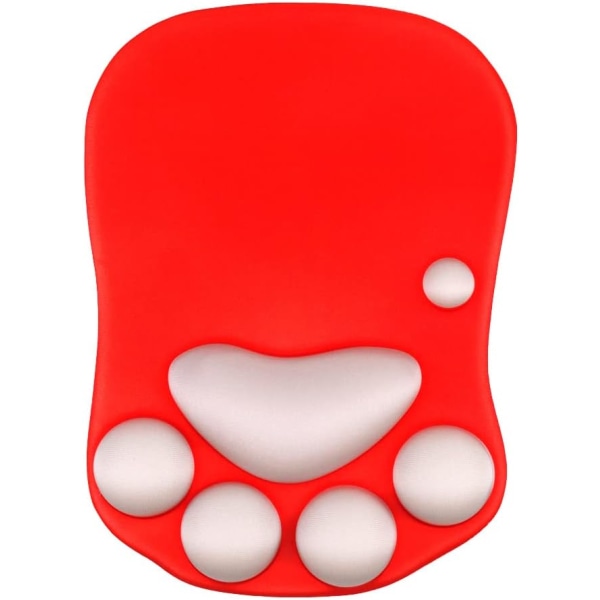 Cat Paw Mouse Pad with Wrist Support,Portable Ergonomic Anti-Slip Gaming Mouse Mat for Relief Wrist Pain (10.7X7.7X1.1inch) (Red)