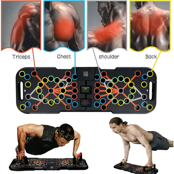 41 i 1 Push Up Bodybuilding Push Up Bræt med Håndtag Smart Måler & Foldbar Modstandsbånd Bræt og Fitnessmaskine System Muskeltræningsudstyr