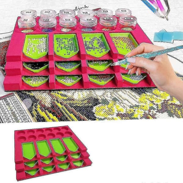 Diamantmaleri Bakke Organizer, DIY Diamantmaleri Værktøj Til Voksne, Diamantkunst Tilbehørssæt Med 12 Pladser Til Borebakker