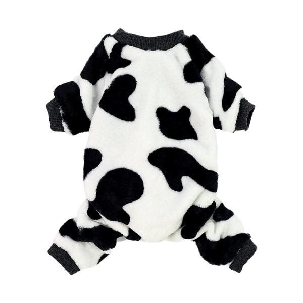 Bedårende mælkeko kæledyr hundetøj til små hunderacer behagelige fløjl vinter pyjamas frakke jumpsuit-M