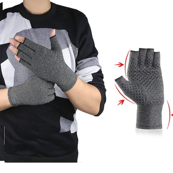 Sormettomat kompressiokäsineet, 1 pari harmaa Grå S