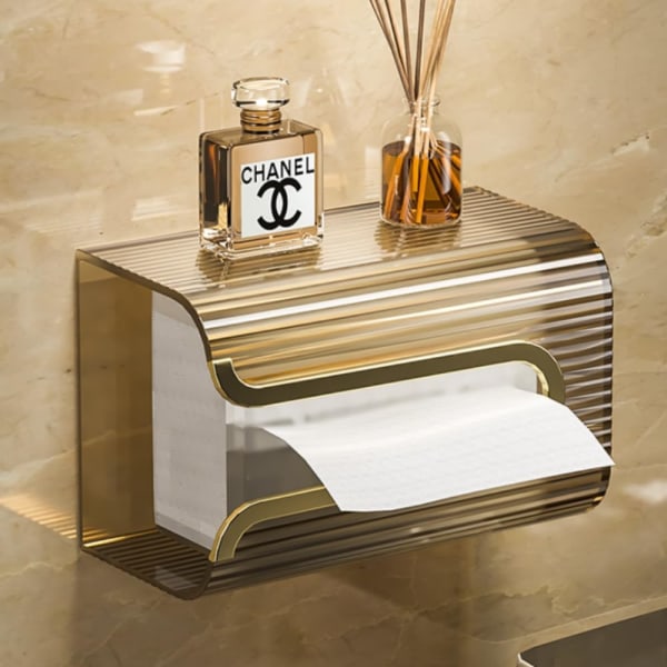 Tissue Box Holder Wall Mounted, Adhesive Tissue Box Holder Rectangular for Bathroom Bedroom Living Room Kitchen