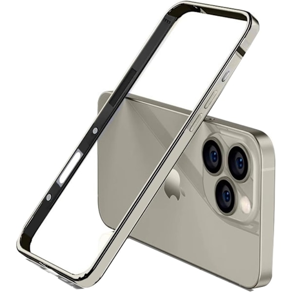 Ny Aluminiumram Metallstötfångarram Smalt Hårdskal för iPhone16 ProMax, Metallramsskydd med Mjuk Inre Stötfångare, Upphöjd Kant Skydd (Guld Gray Titanium For iPhone16 Plus