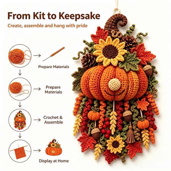 Gør-det-selv 3D Hæklet Dørhænger Kit, Håndlavet Vægdekoration - Påskehare Style-E