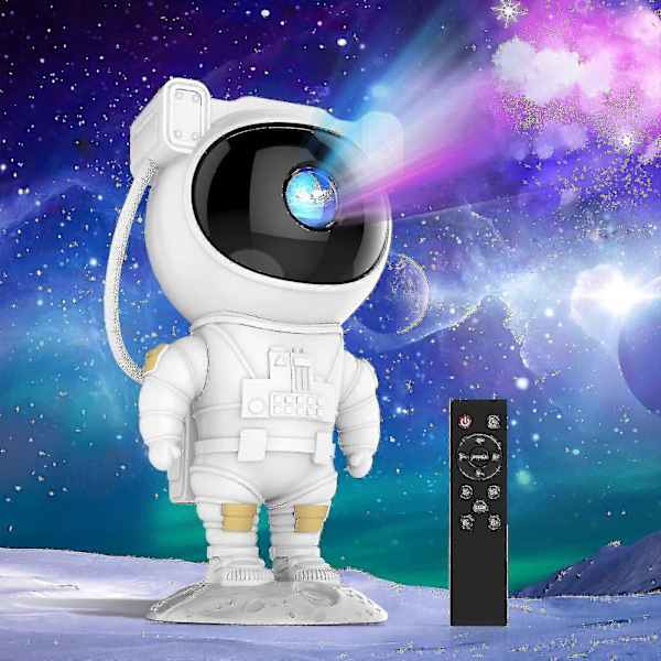Astronaut Galaxy-projektor Stjernehimmel nattlys Roterende lampe Romdekor USB-lading med fjernkontroll