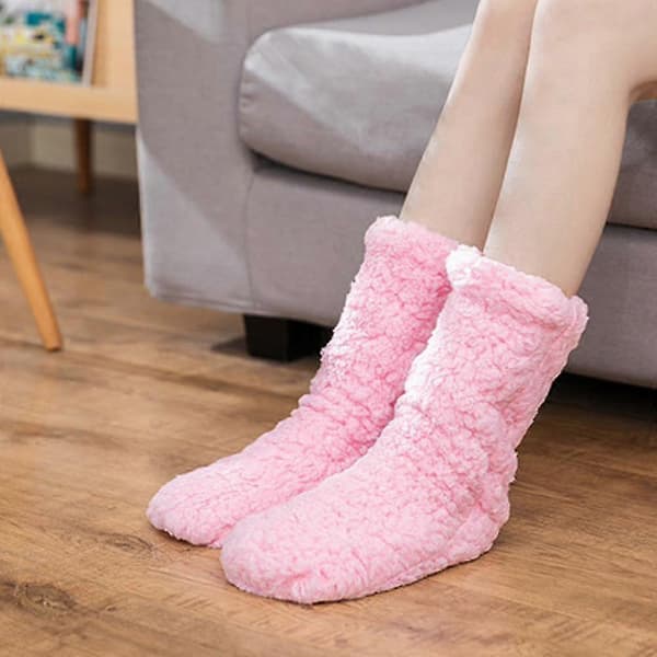 1 par sklisikre sokker, vinter fluffy koselige fleecesokker plysj