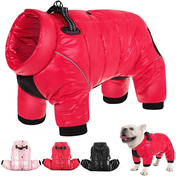 Hundkappa, varm helkroppshundsnödräkt, dragkedja upp fleece hund kallt väder rockar med reflekterande ränder, utomhus vindtät hundkläder för små hundar, XL