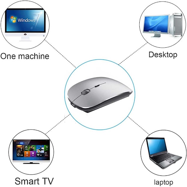 Genopladelig Bluetooth-mus kompatibel med Mac Laptop Trådløs Bluetooth-mus kompatibel med Windows Laptop-space grey