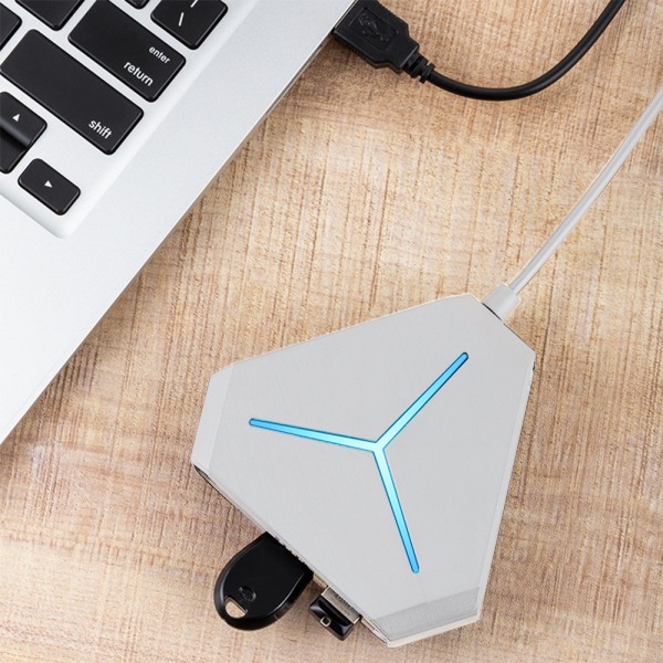 USB hub splitter ABS udvidelseshub interface bærbar computer U disk højhastighedsekspander-Børstet hvid USB2.0+ seks porte