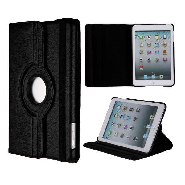 Skinnveske med roterbart stativ svart, iPad Mini/2/3