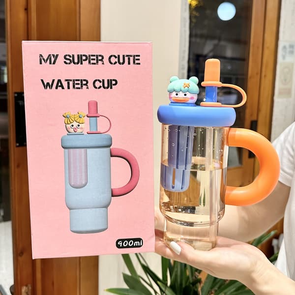 900 ml Straw Cup, Large Capacity Water Bottle for Summer, High Temperature Resistant and Stylish Plastic Cup