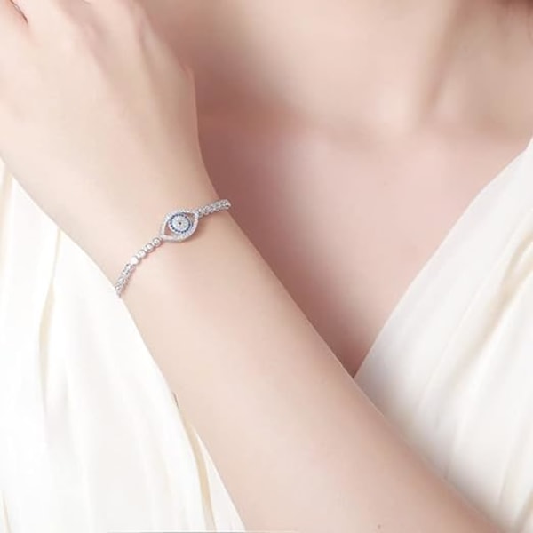14K Gull Ondt Øye Moissanitt Armbånd for Kvinner, Sjarmerende Hul Safir Djevelens Øye Uttakbar Kjede Armbånd, Mote Armbånd Smykker Gave til Hennes