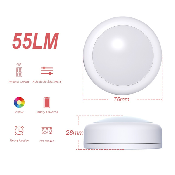 LED spotlight 6-pack with 2 remote controls RGB design, various colors, white - Perfet white
