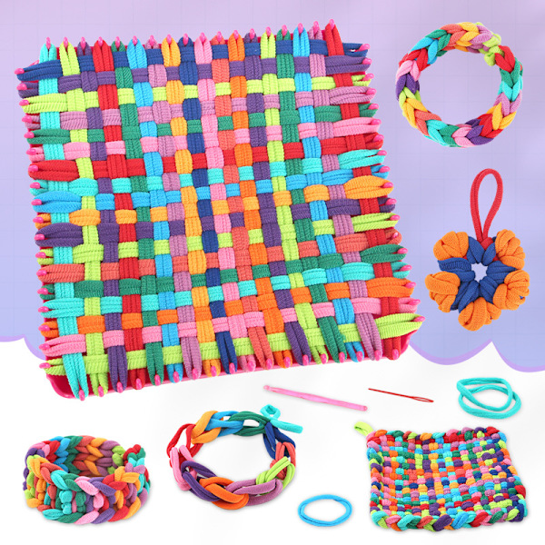 Elastic String Knitting Toys, Children's DIY Loop Knitting Elastic String, Coaster Knitting Rings