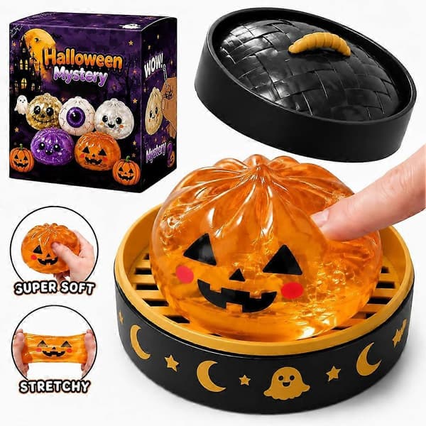 Halloween Spooky Ghost Dumpling, Dumplings Squish med Steamer Stressbolde Stressaflastning Fidget Sensorisk til Ferie- og Fødselsdagsgaver A