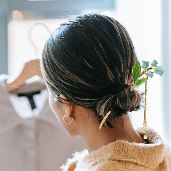 2 ST Blomma franska hårnålar för kvinnor, flickor, vintage tofs pärlor hårstift Elegant metall hårtillbehör för tjockt långt lockigt hår (Rosa&Bule)