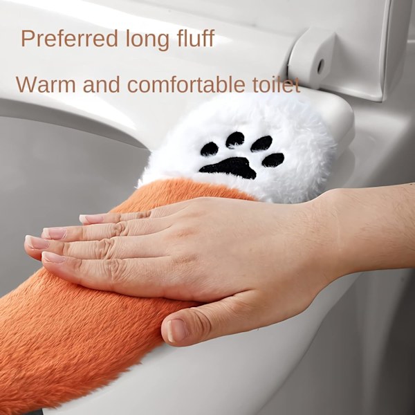 2 stk. plys toilet sædebetræk - Toilet sædebetræk skridsikkert, blødt, behageligt, vaskbart, nem installation.（Grå + Orange）