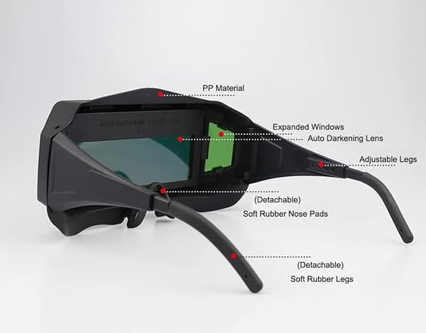 Panoramic Welding Goggles Solar Powered Auto Darkening Welding Lens Safety Eye Protection Glasses Welding Tool