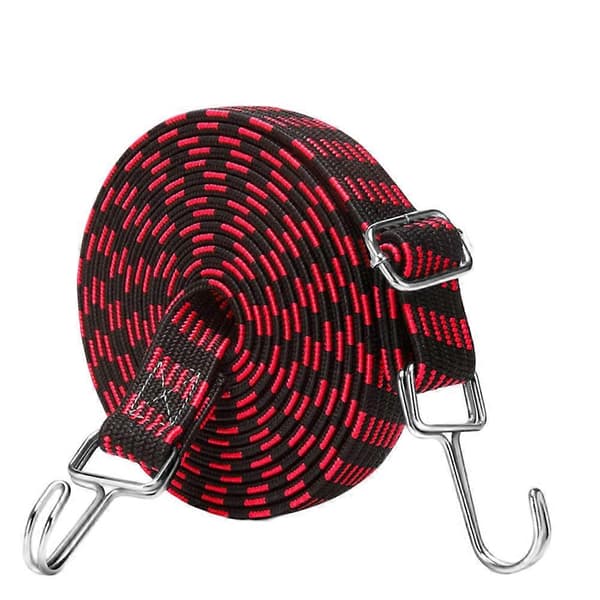4 meter lång bungee-rep med krokar, kraftig bagagerem, elastisk gummirem, fast bandkrokstillbehör red