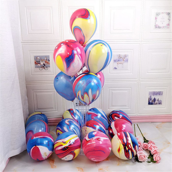 12 tommers regnbue tie dye ballonger 30 stk agat marmor latex virvel ballonger for tie dye bursdagsfestutstyr, morsomme hippiefestdekorasjoner