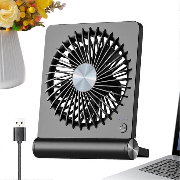 Bordventilator USB Genopladelig 220° Vipbar 3 Hastigheder Justerbar Lille Rejseventilator