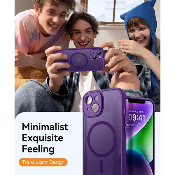 Magnetisk etui til iPhone 16 Pro Max med fuld kamerabeskyttelse [Kompatibel med Magsafe] [Gennemskinnelig mat] Beskyttende telefonetui, mat sort Deep Purple iPhone 14