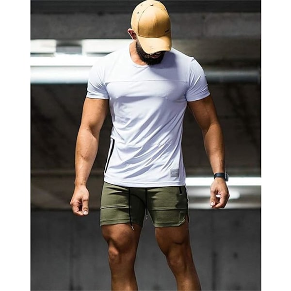 Herre Fitness Træningsshorts Atletiske Træningsshorts Tætsiddende Vægtløftning Bodybuilding Shorts med Lynlåslommer