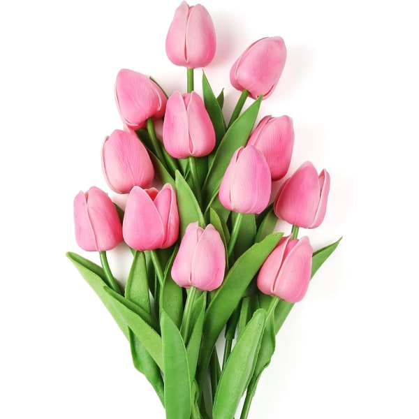 12 Pack Faux Tulpaner Konstgjorda Blommor Arrangemang Bukett för Hemmakontor Bröllopsdekor Real Touch Faux Blommor