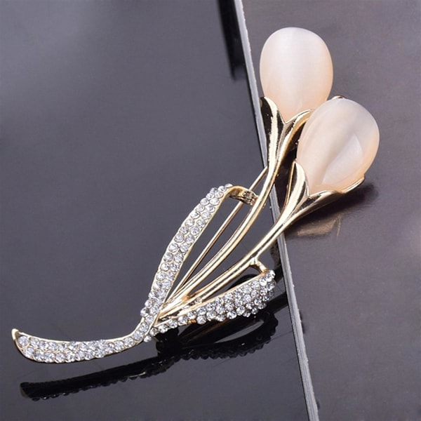 Guoshang Dame Rose Guld Opal Calla Lily Brosche Pin Blomst Opal Reversnål til Frakker Jakker Sweatre Tilbehør, Guld, 1 Stk