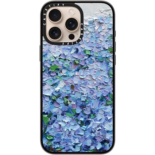 Kompakt iPhone 16 Pro Max Deksel [Lettvekt / 1,2 m 2X Militær Grad Fallbeskyttelse/Slank] - Kirsebær - Klar Svart Nantucket Blue Hydrangeas iPhone 16 Pro Max