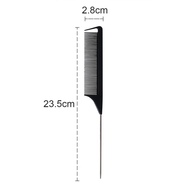 Kam for fletter Rottehale Hårkam Stålpinne CaREon Fiber Teasing Kam med Rustfritt Stål Pintail-Svart