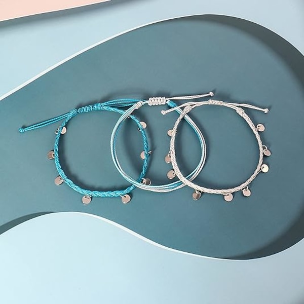 Streng Ankelkæder Vandtætte Reb Ankelkæder Flettet Strand Boho Mønt Ankelkæder Søde Venskab Fod Smykker til Kvinder Teenagere Piger
