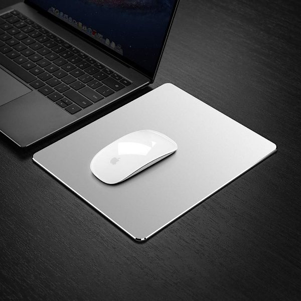Aluminium Mussemåtte, Kontor og Gaming Tynd Hård Mussemåtte Dobbeltsidet Vandafvisende og Præcis Kontrol til Laptop, Computer, 9.05X7.08 tommer, Sølv
