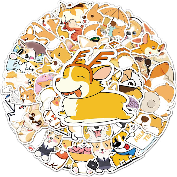 50 stk. Welsh Corgi Hunde Stickers til Vandflasker, Søde, Vandfaste Sticker Dekaler til Skateboard DIY Laptop Bagage Biler Cykel