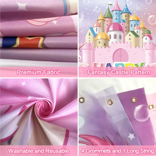 Enhjørning Gratulerer Med Dagen Banner Bakgrunn - Enhjørning Bursdag Dekorasjoner for Baby Rosa Bursdag Banner Regnbue Enhjørning Fest Dekorasjoner Foto Bakgrunn