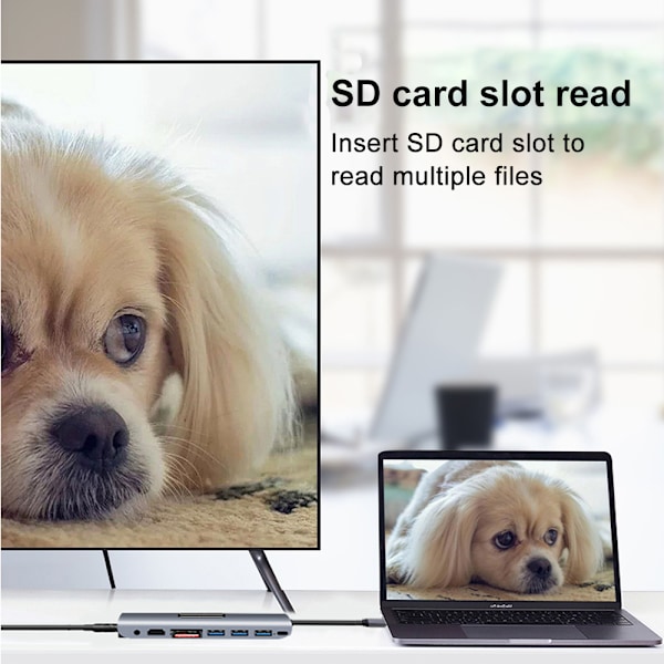9-in-1 Type-C-keskitin, moniporttisovitin, jossa 4K HDMI, VGA, Type C PD, MacBook Ethernet-tuella