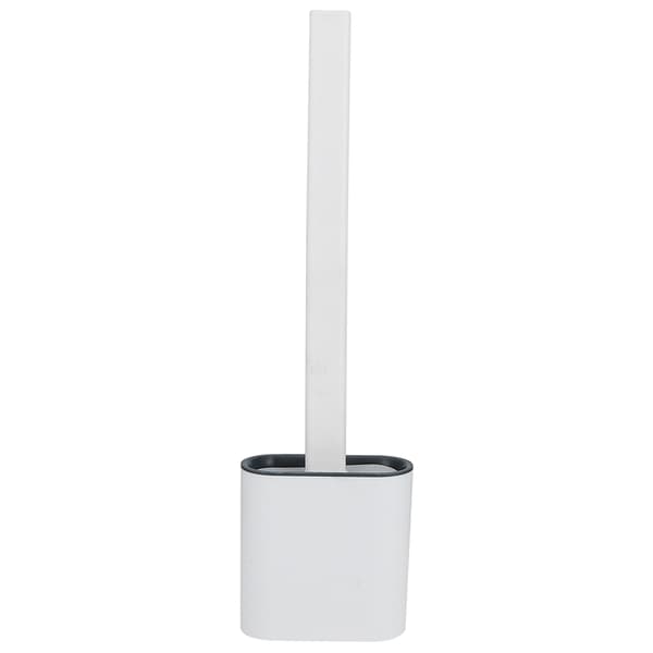 Wall-Mounted Deep Cleaning Toilet Brush with Long Handle and Quick-Drying Holder Set White