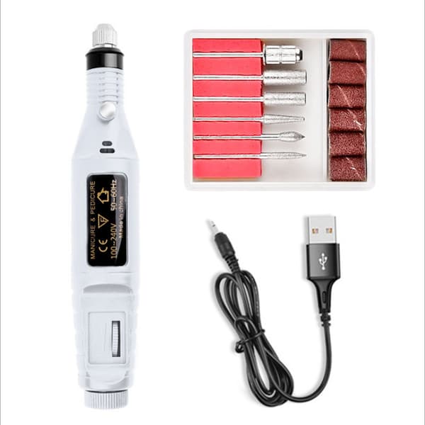 Professional manicure-pedicure set for thick toenails, grinding White