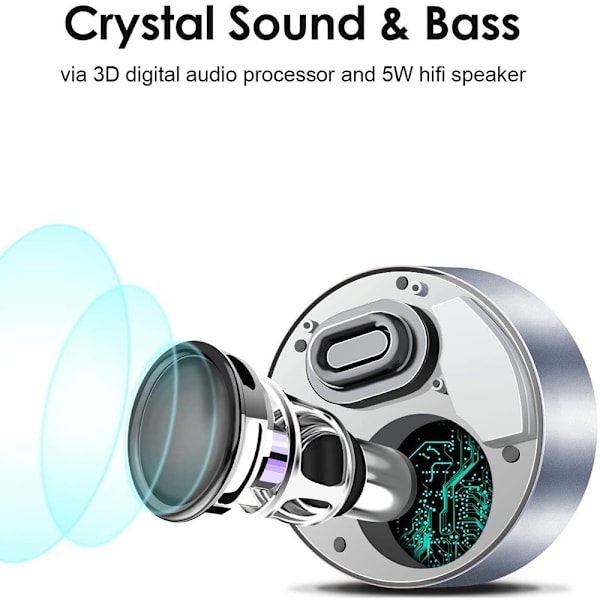 Touch Bluetooth-højttaler med vandtæt etui, 8 timers musik, højere krystalklar HD-lyd - space silver