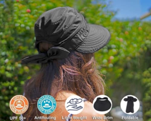 Dame UPF 50+ UV-beskyttelse Konvertibel Strandhat til purple
