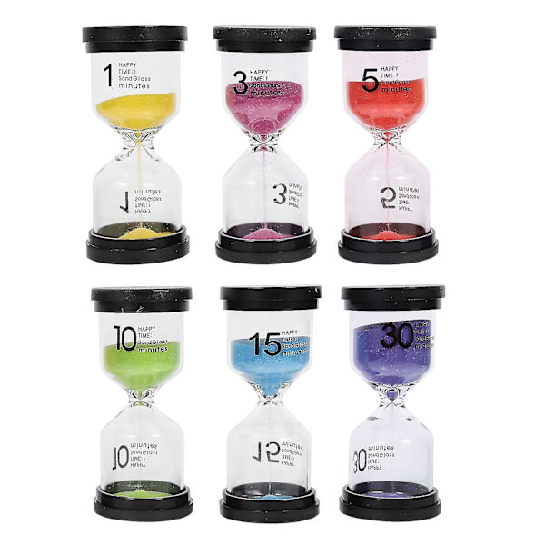 6 stk. Timer Børn Køkkentimer Mini Sandtimere Sandur Timer Glas Sandtimer Klasseværelse Sandtimer