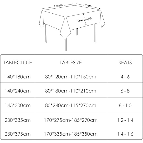 Rektangulær Dug - Vandtæt og Pletbestandig - Elegant og Nem at Vedligeholde til Indendørs og Udendørs Dekoration - 140*240cm