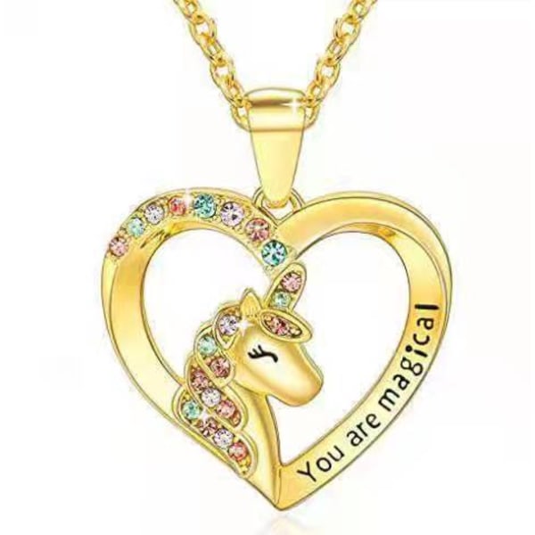 Magiskt halsband för flickor Crystal Heart Hänge Halsband Unicorn Smycken Presenter för flickor Dotter Barnbarn Systerdotter Födelsedag