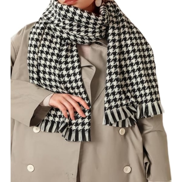 Tartan rutiga halsdukar för kvinnor vinter, långa halsdukar för kvinnor med fransar, Supermjuk scarf för kvinnor vinter